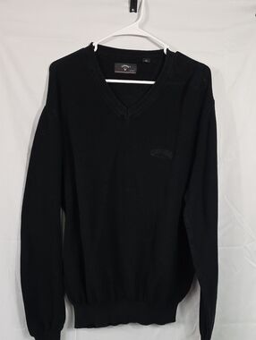 Callaway Men’s Black V-Neck Sweater With Logo Stitching (M199) New